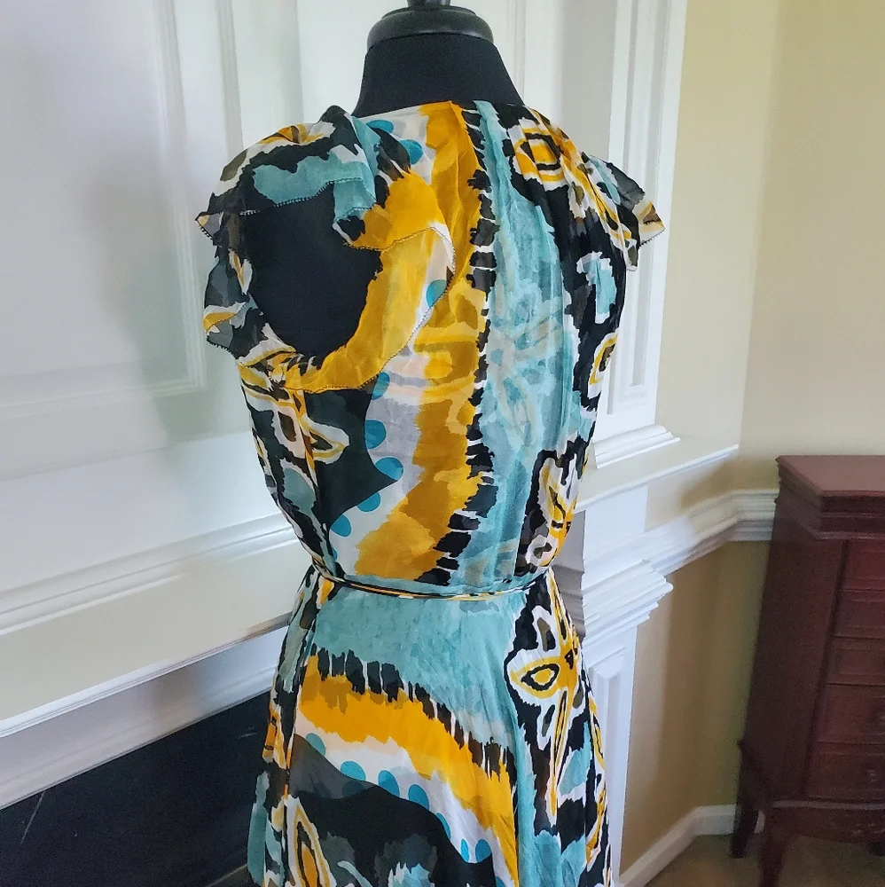 Diane Von Furstenberg Blue, Yellow and Black Floral Maxi Dress - Picture 5 of 10